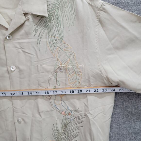 TORI RICHARD TUCAN MONKEY EMBROIDERED SILK SHIRT, SIZE L - Picture 8 of 9
